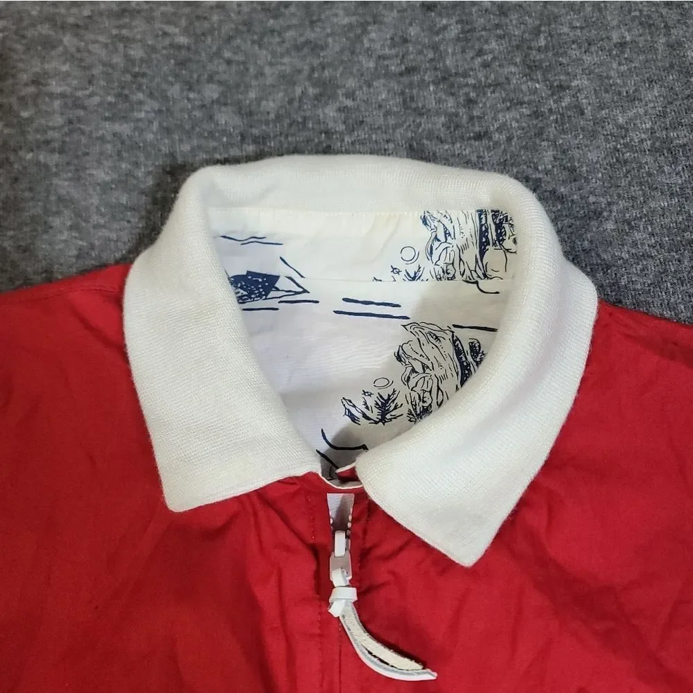 Lakeland Reversible Toile Jacket Size 46 Red / White Print Bomber NOS Vintage